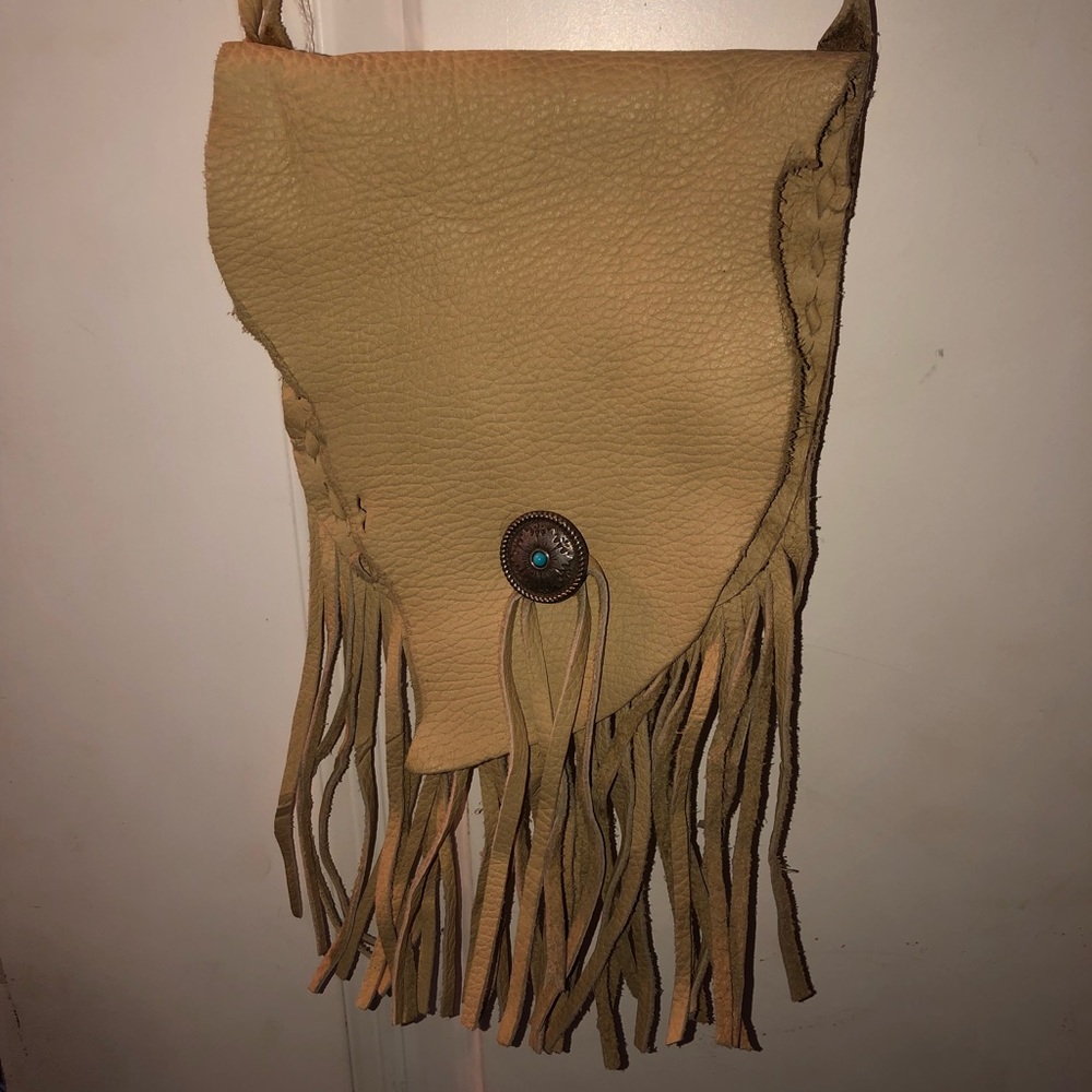 Western/ native leather purse with fringes